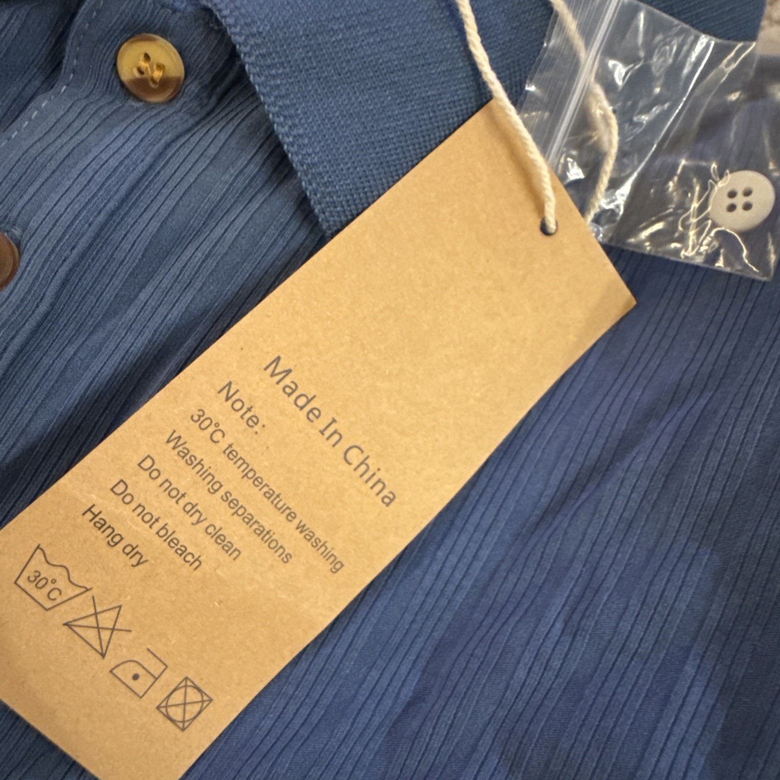 NITAGUT Mens Blue Casual Short Sleeve Collared Ribbed Knit POLO Shirt Sz L gallery