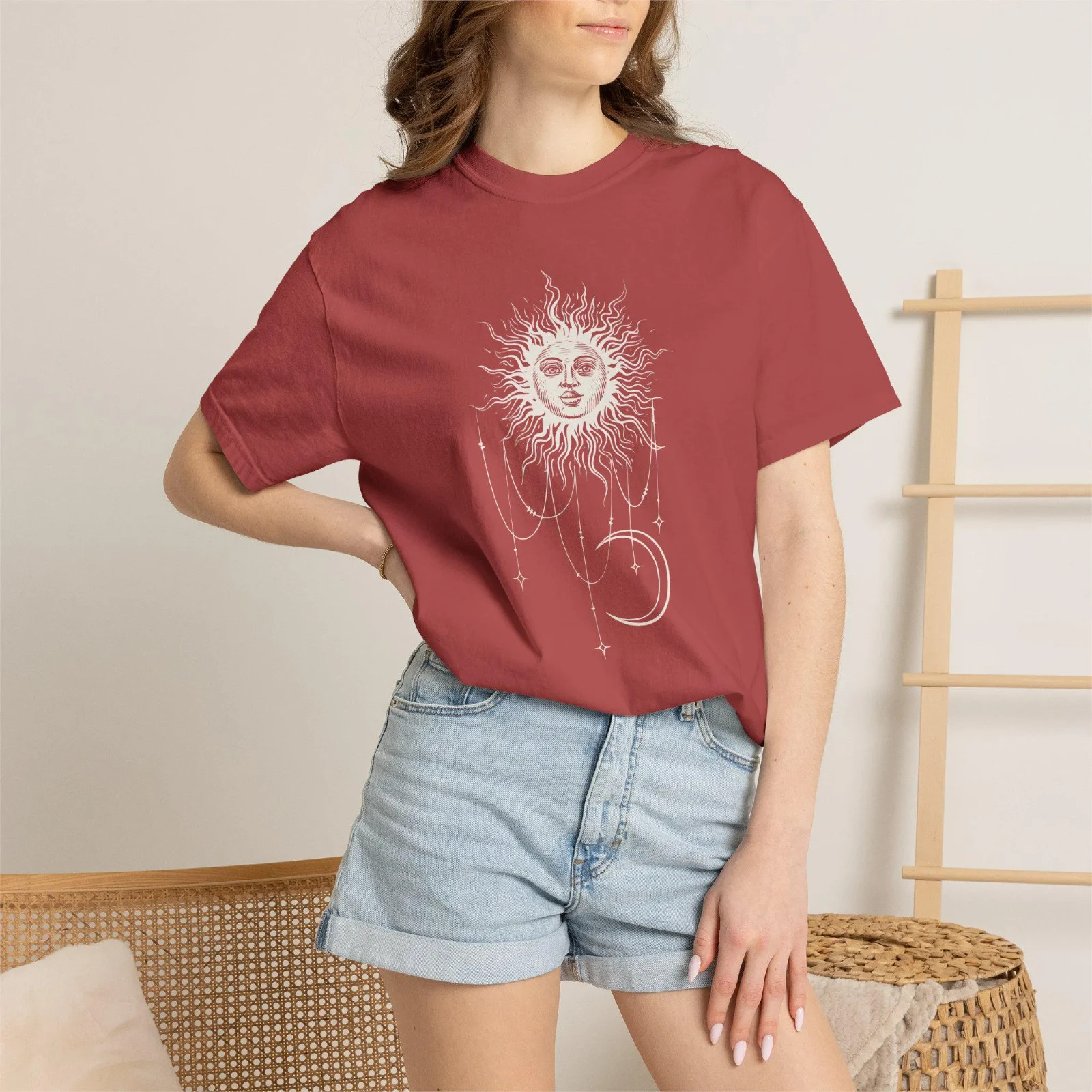 Widow's Bay Patricia's Shirt Celestial Sun Crescent Moon BOHO Comfort Colors Tee gallery