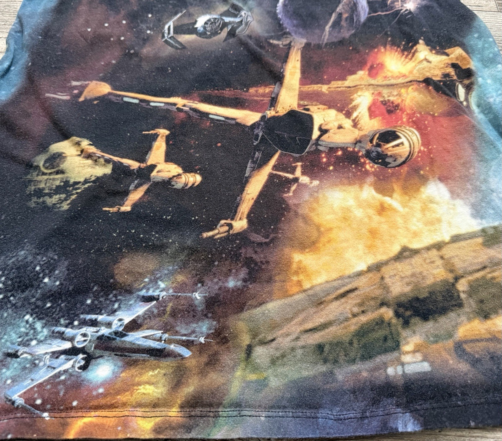 Star Wars x On the Byas Shirt Mens Large All Over AOP Death Star X Wing Falcon gallery