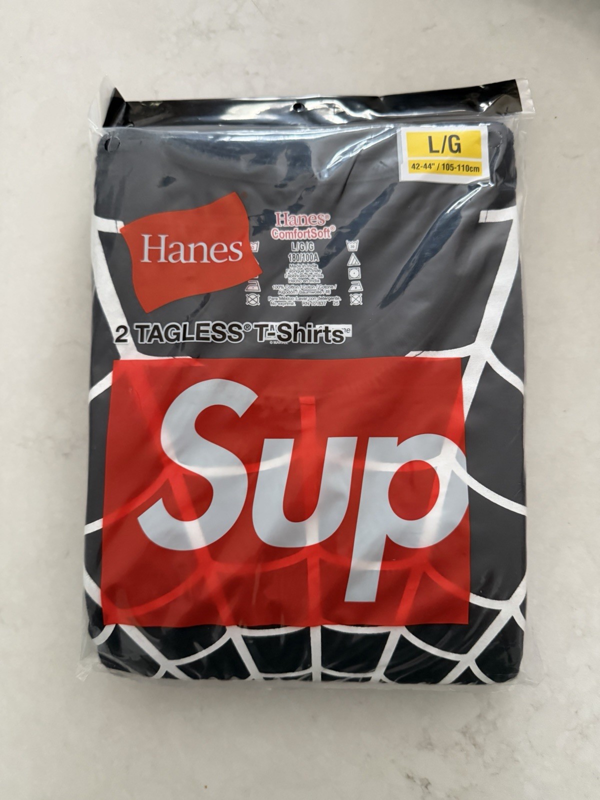Size L Supreme SS26 Hanes Spider-Man Tagless Tees 2-Pack Black NEW IN HAND gallery