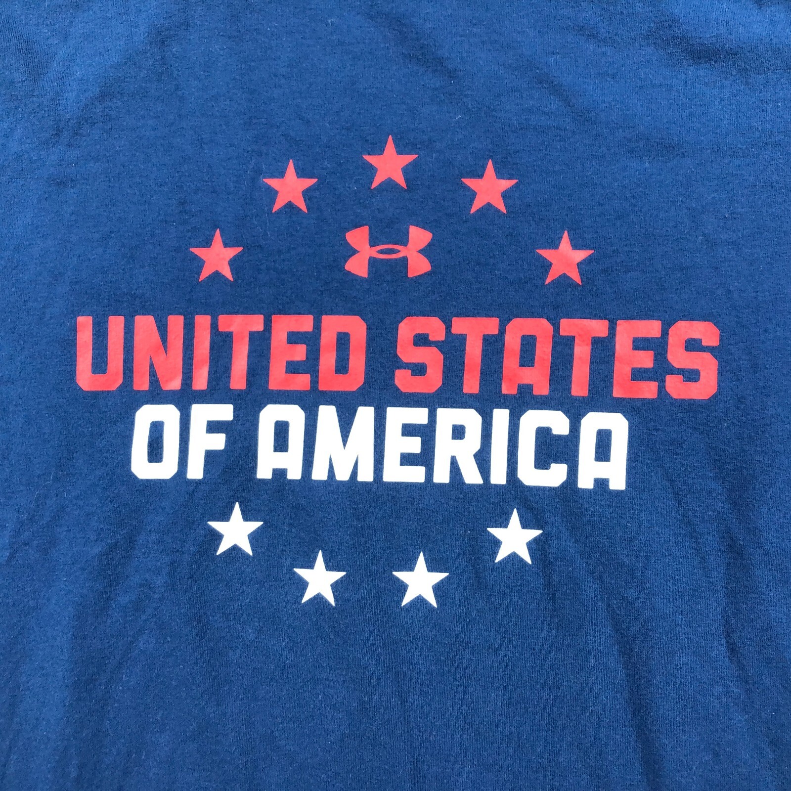Under Armour Shirt Small Blue United States Of America Spell Out HeatGear Loose gallery