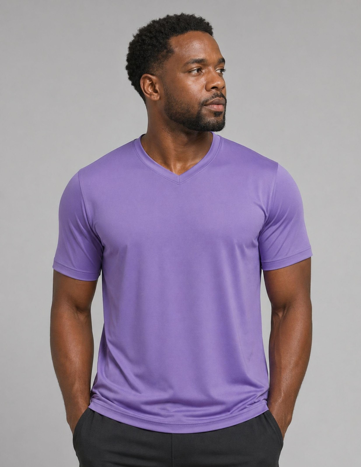 5 Pack Mens V-Neck Dry Fit Active T-Shirts, Athletic Short Sleeve Workout Top... gallery