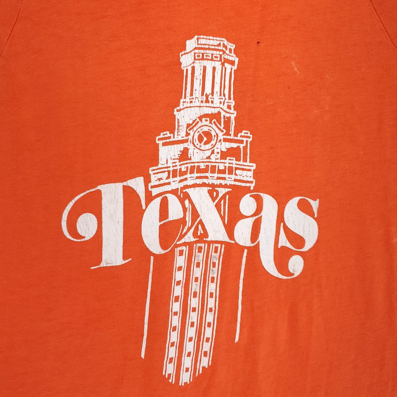 Vintage 70s Artex Texas Tower Ringer T Shirt Mens L Fits S Orange Distressed USA gallery