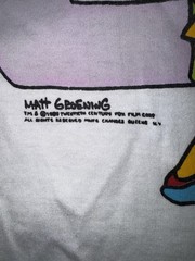 80’s, 90’s Vintage Large Bart Simpson Single Stitch White T-shirt. Made In USA.