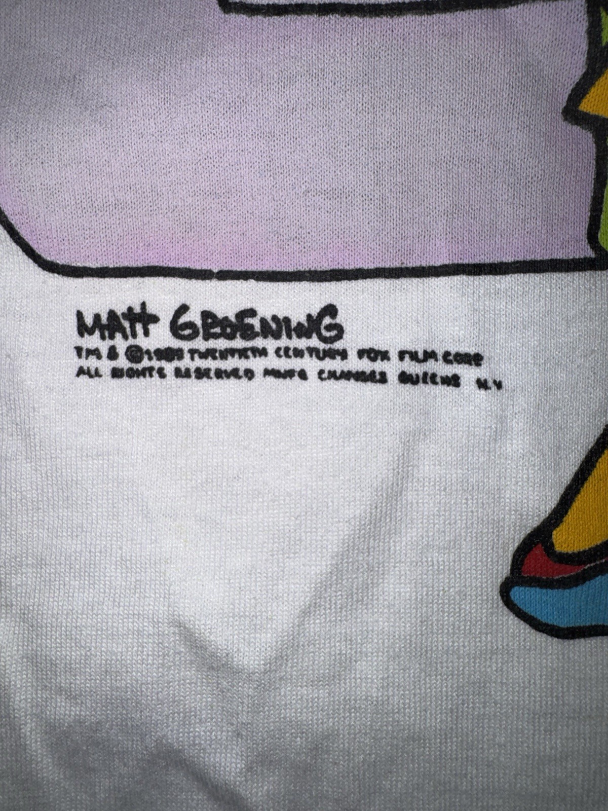 80’s, 90’s Vintage Large Bart Simpson Single Stitch White T-shirt. Made In USA. gallery