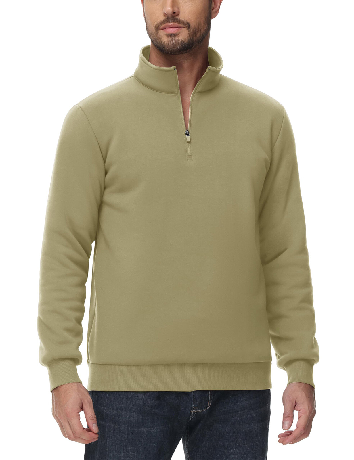 Men's 1/4 Zip Sweatshirt Sherpa Lined Fleece Pullover Heavyweight Winter Sweater gallery