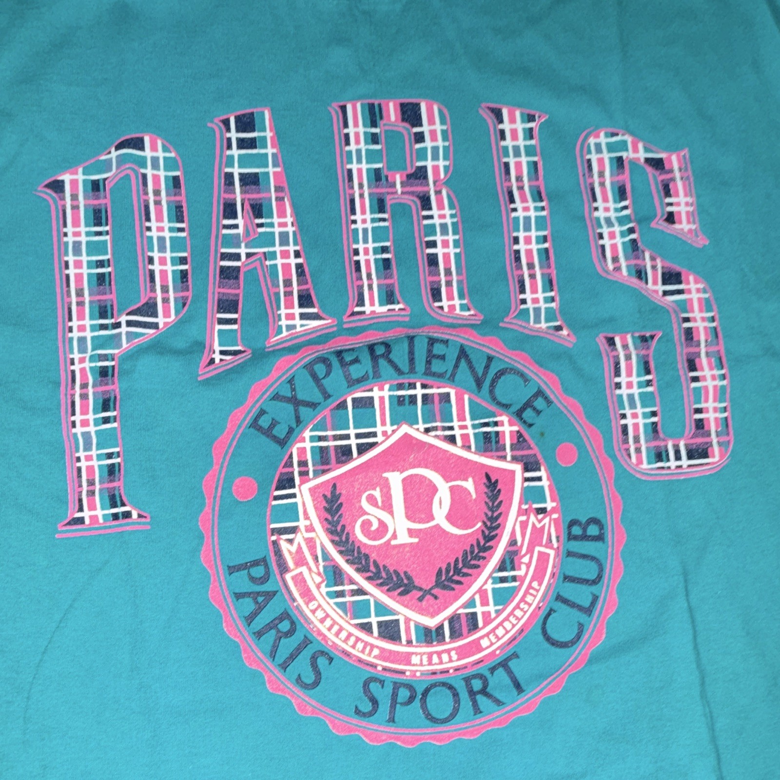 Paris Sport Club Teal Graphic Logo Knit Crew Neck Men's T-Shirt One Size gallery