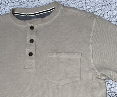 Member’s Mark Henley Sz Medium Tan Heather Waffle Knit Cabincore Gorpcore