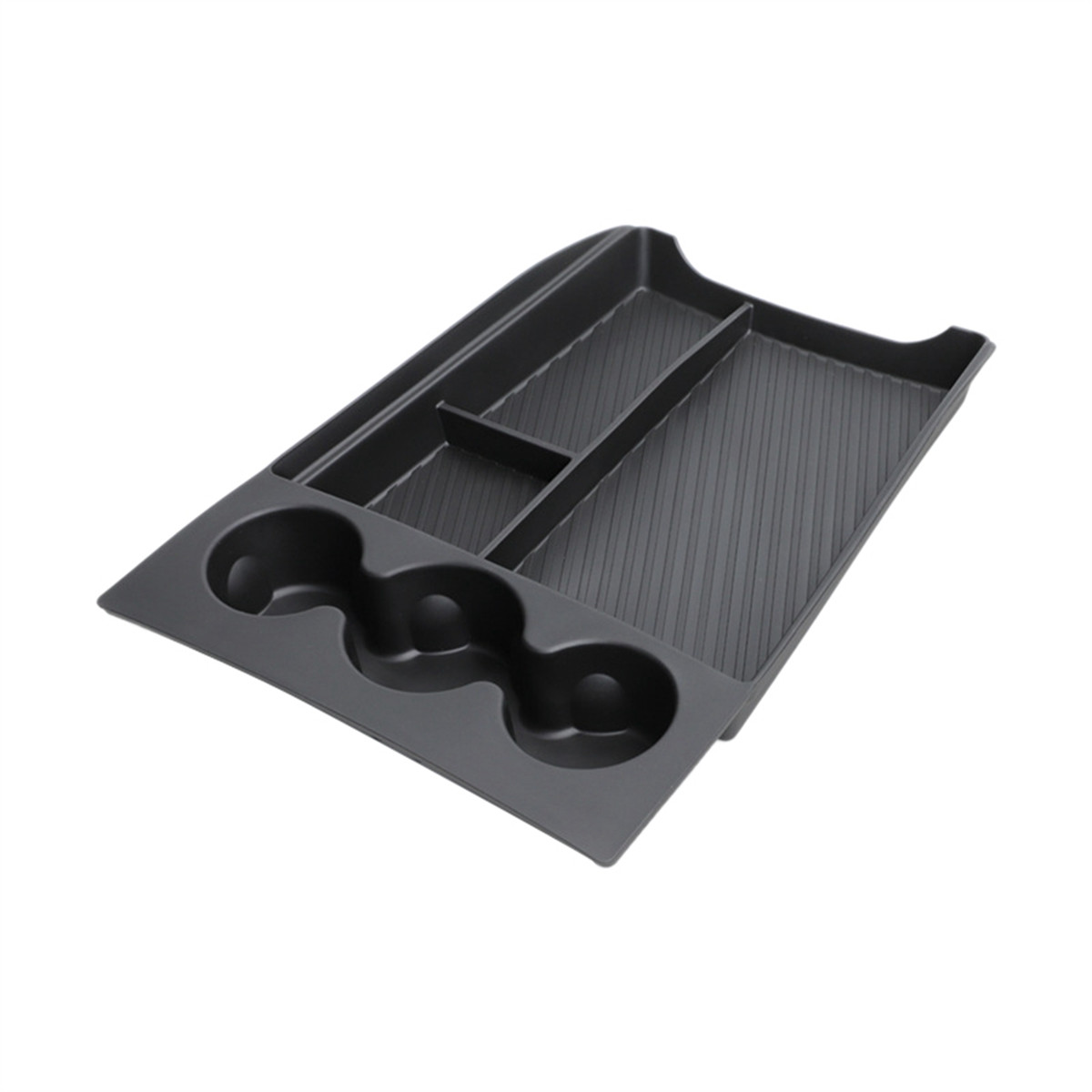 Front Lower Console Insert Storage Tray with Drink Holder for Rivian R1T, R1S