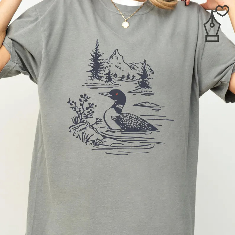 Loon Bird Watching Nature Wildlife Outdoors Lake Animal Comfort Tee gallery