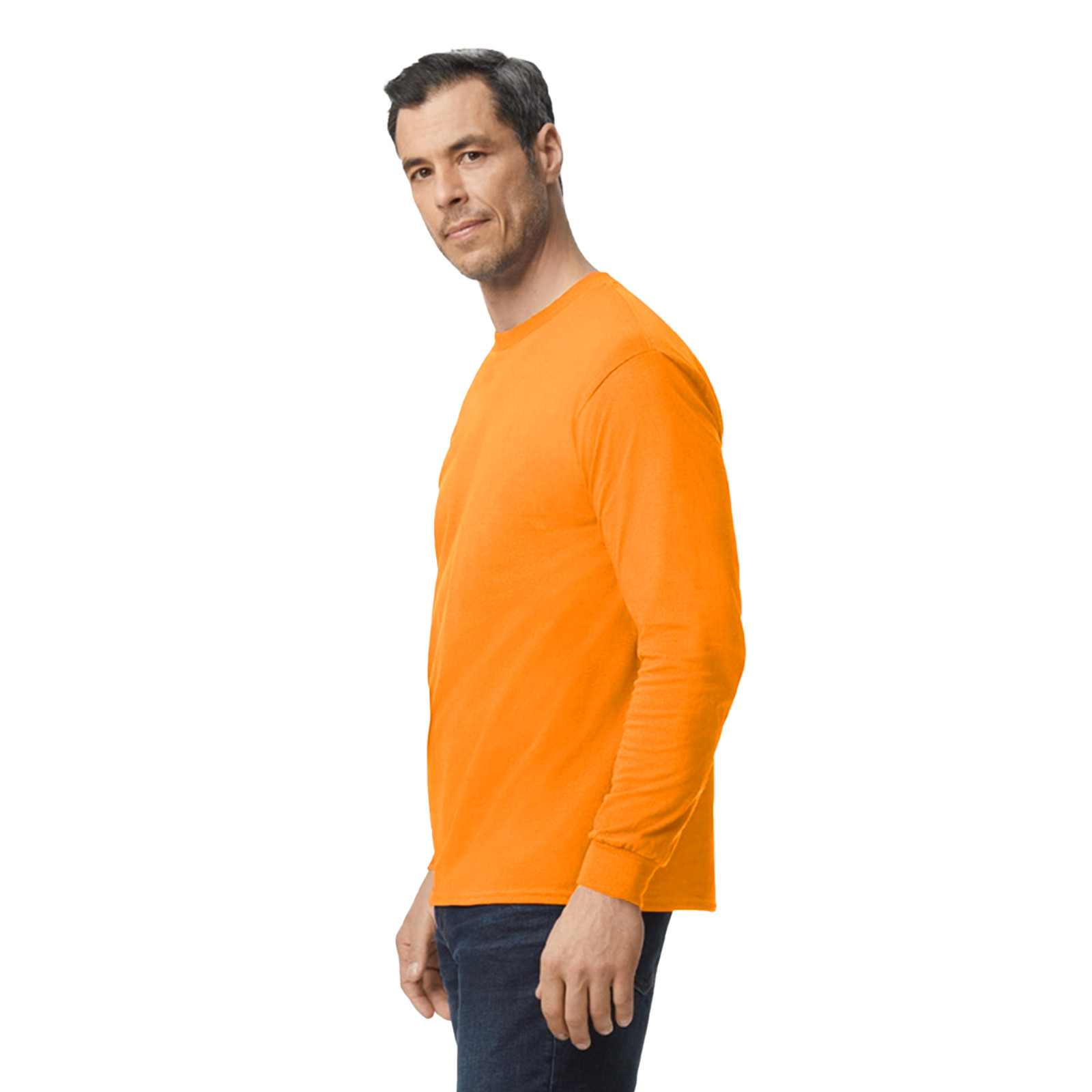 Gildan Safety Green & Orange Mens Tee Crewneck Long Sleeve T-Shirt S-3XL - 5400 gallery