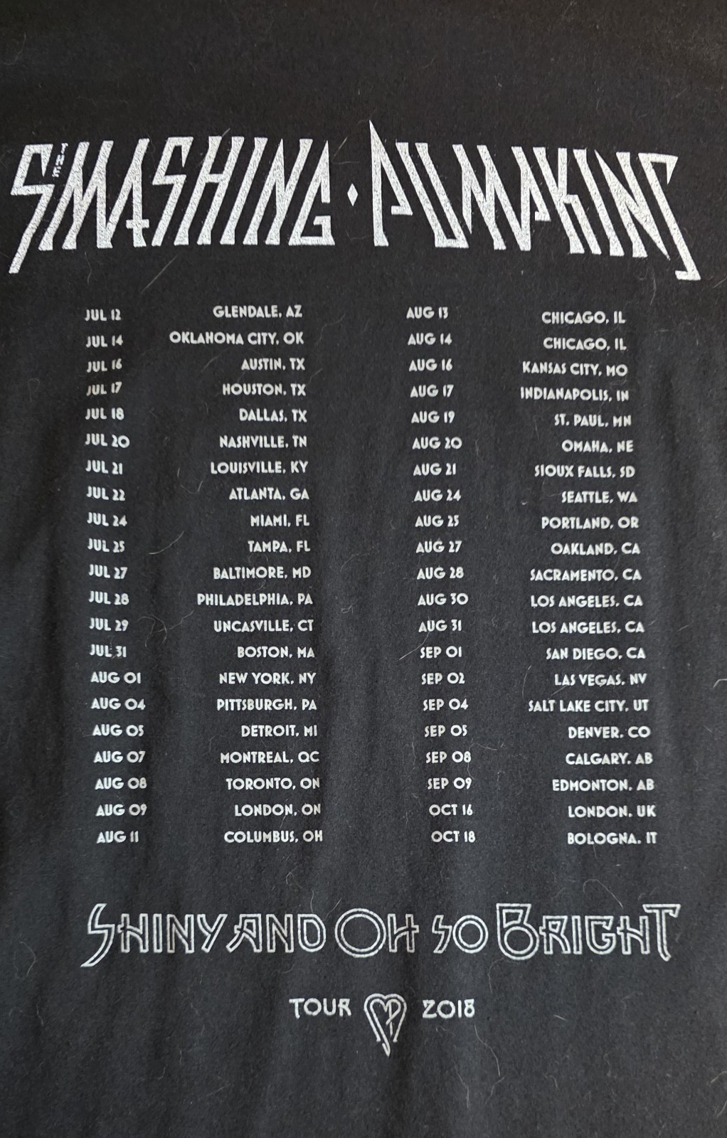 The Smashing Pumpkins shirt adult XL Shiny and Oh So Bright 2018 concert tour gallery
