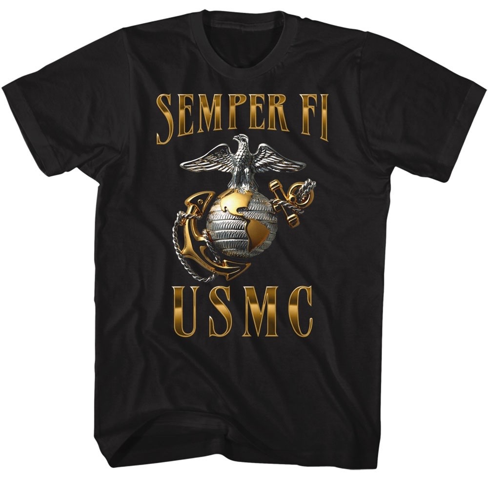 United States Marines Corps Adult T Shirt SEMPER FI New Licensed Black Cotton gallery