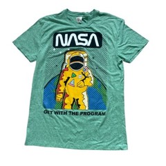 Threadfast Nasa Get with the Program Space T-Shirt Men’s Medium Green Astronaut