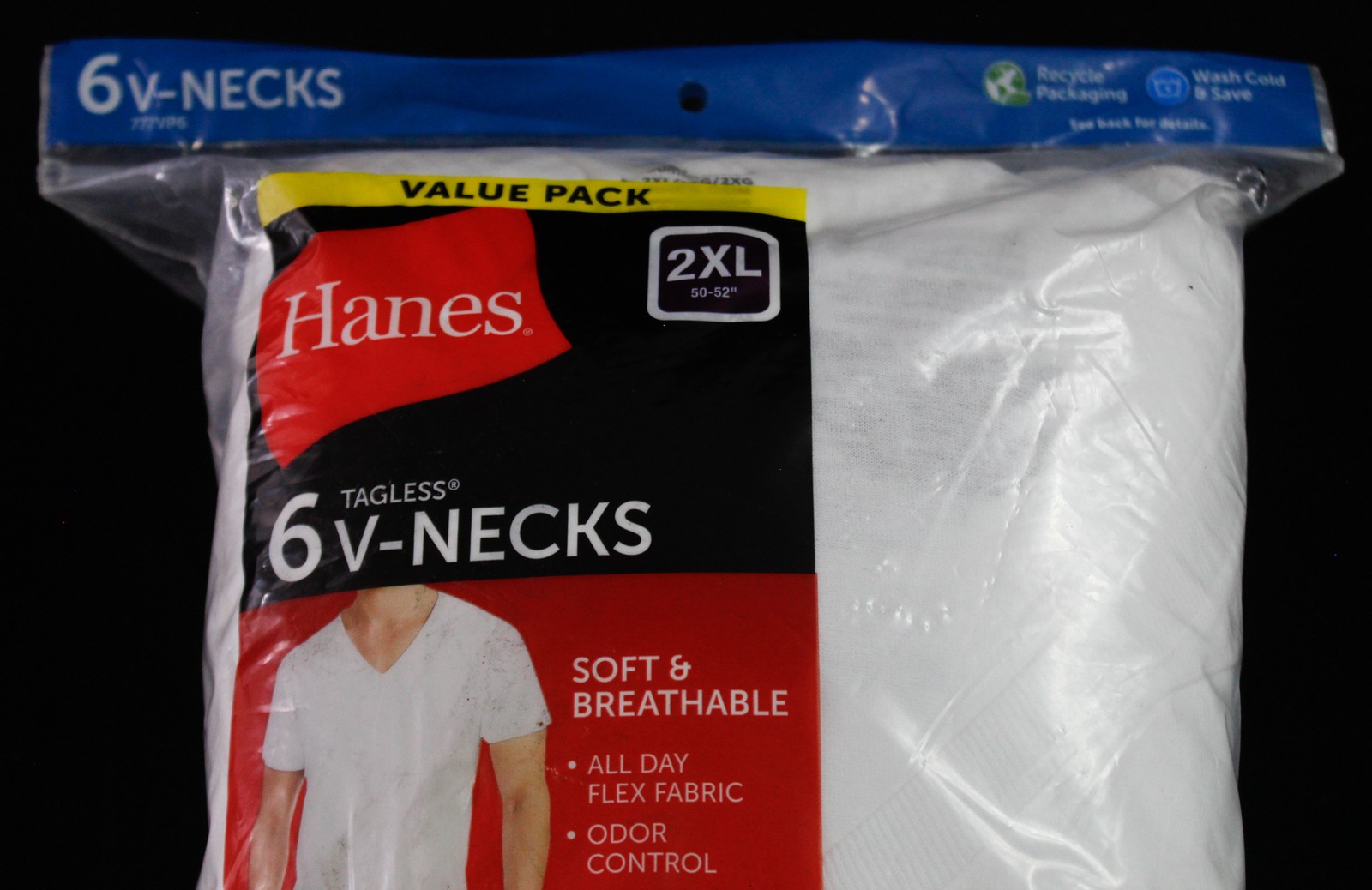 Hanes Men's Soft Breathable 6 Pack V Necks BM7 White Size: 2XL NWT gallery