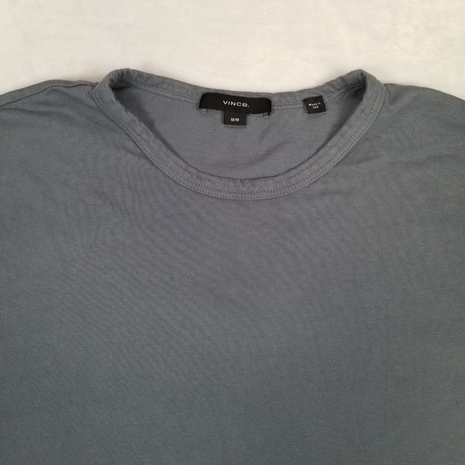 Vince Men's Crew Neck Solid Short Sleeve Tee Size Medium Gray USA Made Classic gallery