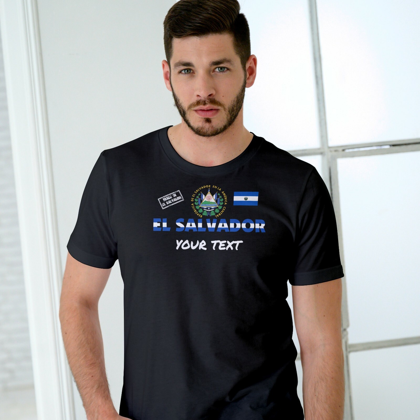 Made In El Salvador Black T-Shirt camiseta with Free custom text(optional) gallery