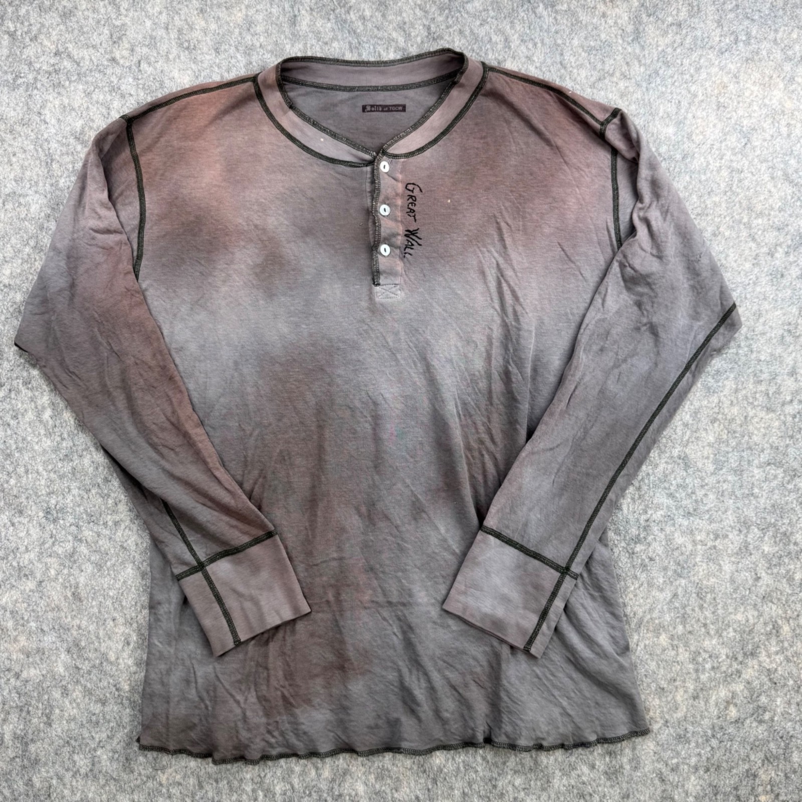 The Great China Wall Mens Henley Shirt Sz XXL Long Sleeve