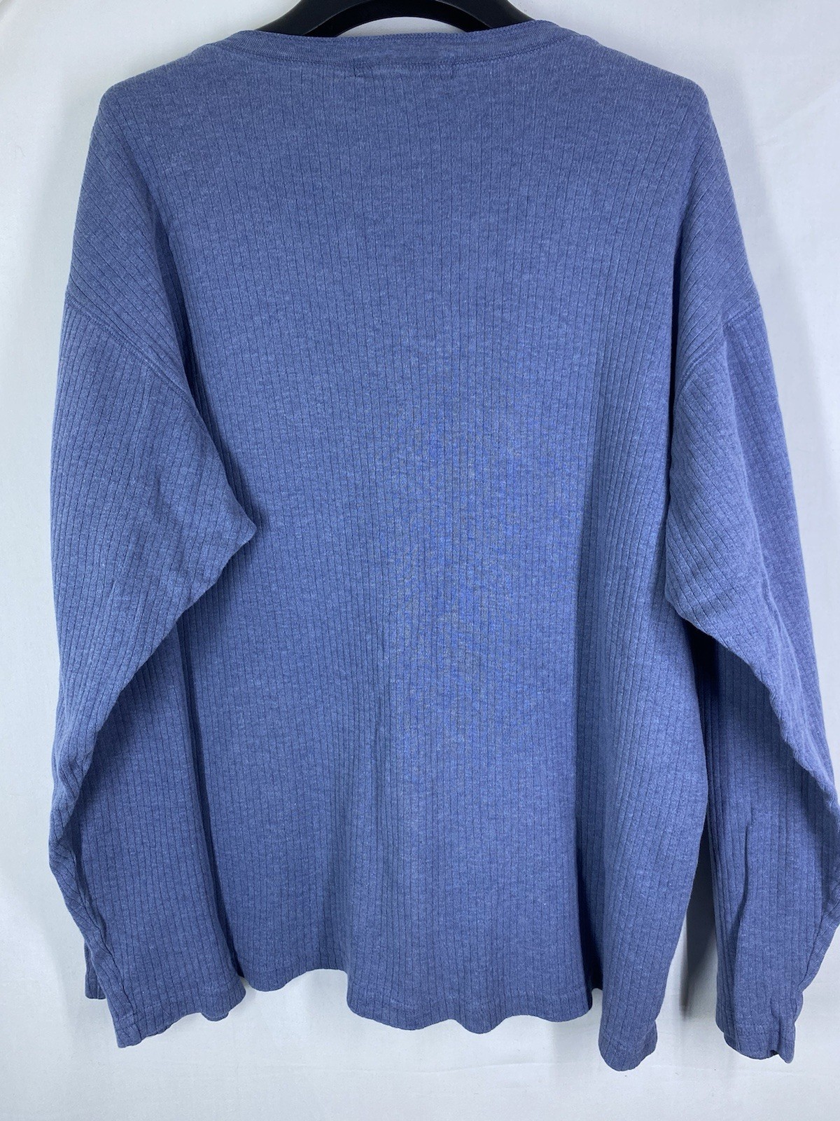 Banana Republic Shirt Mens Large Blue Ribbed Stretch Long Sleeve Vintage Henley gallery