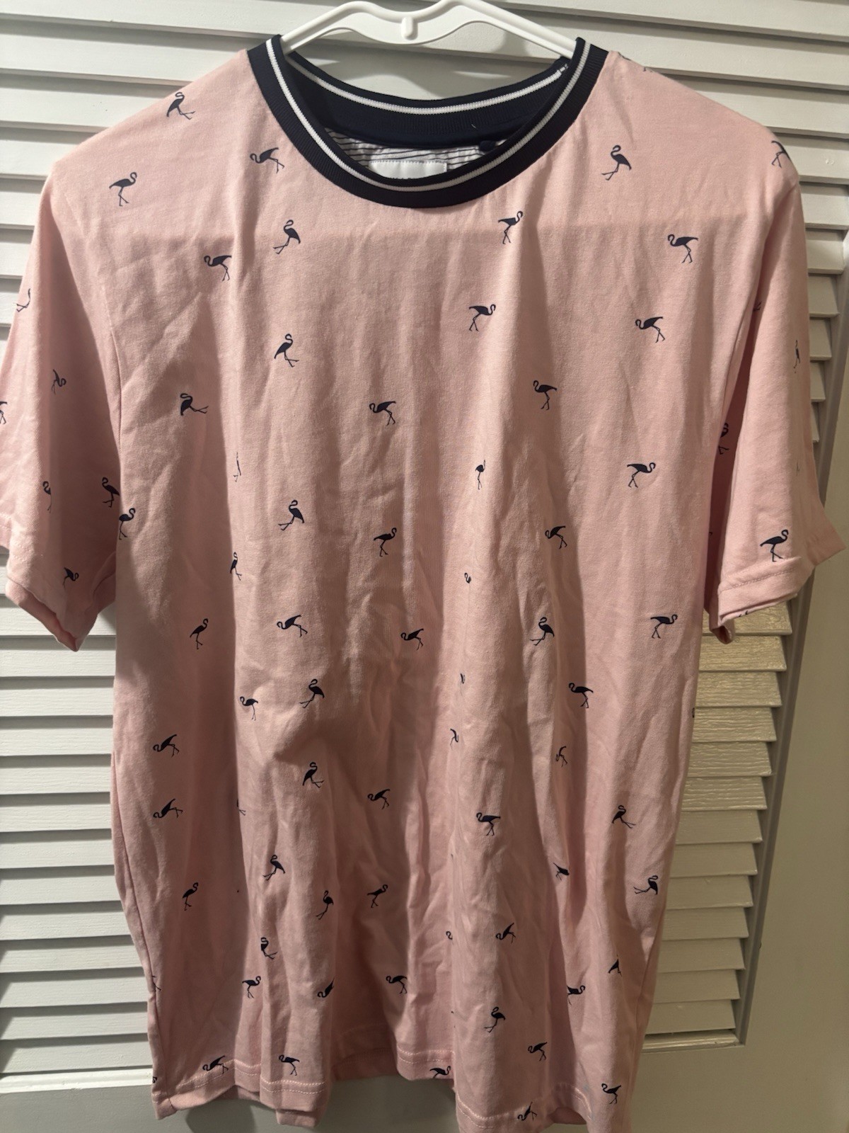Denim & Flower Ricky Singh Men's Pink Flamingo Crew Neck Knit Tee L gallery
