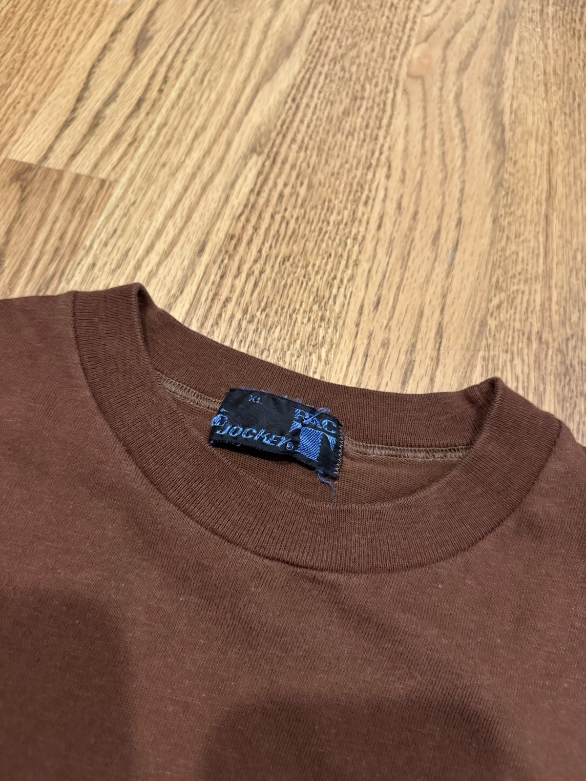 Vintage Jockey Pocket T Shirt Size XL Chocolate Brown Single Stitch USA Vtg gallery