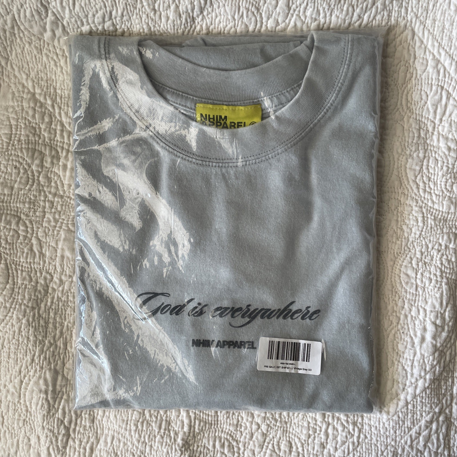 NHIM apparel Men’s Christian Graphic T Shirt Gray Large “God Is Everywhere”
