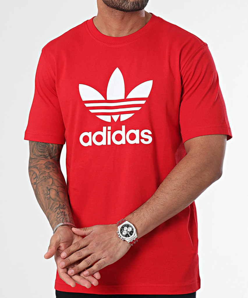 NEW MENS ADIDAS ORIGINALS TREFOIL TEE SHIRT ~SIZE 2XL  #IR8009 SCARLET RED
