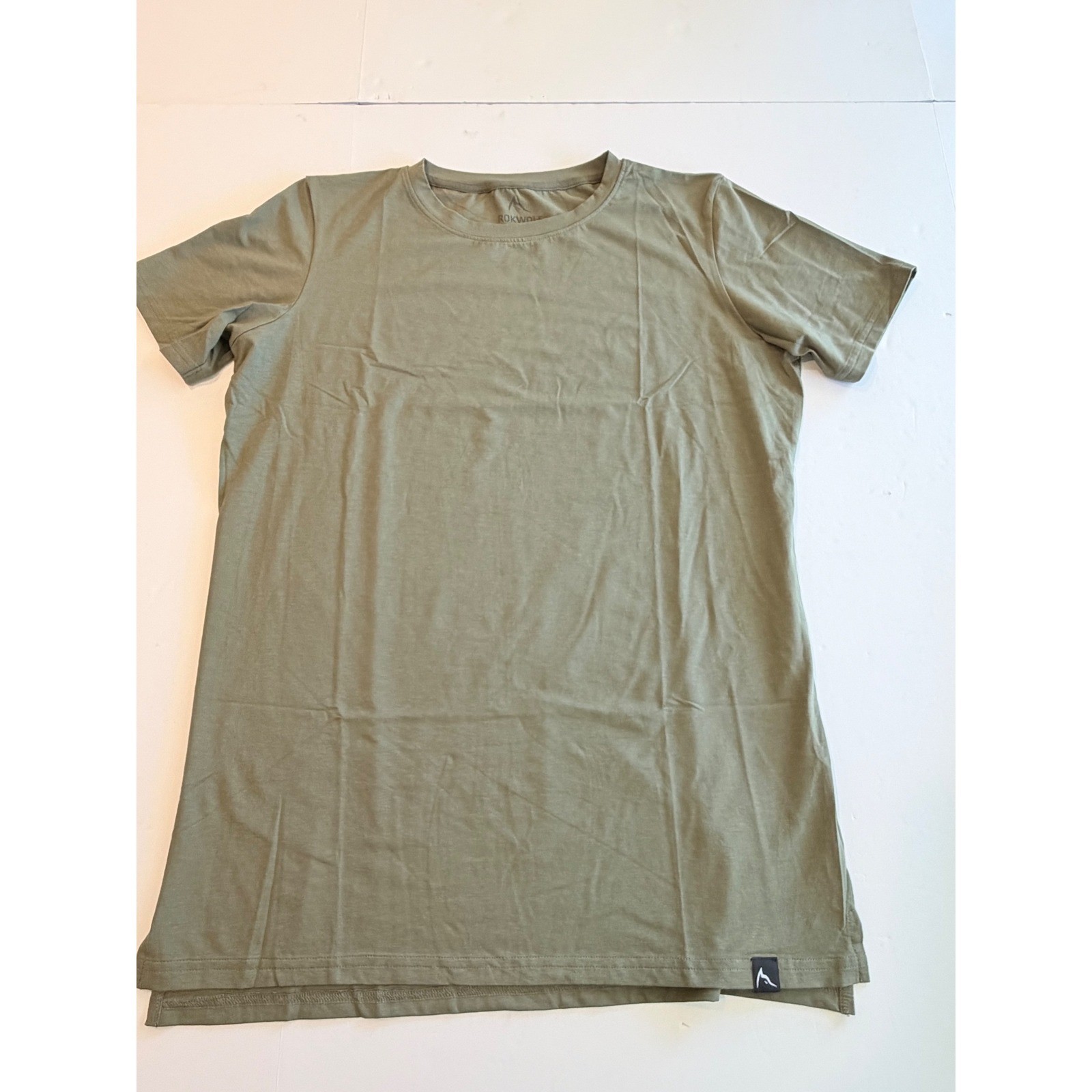 Rokwolf Mens Pima Cotton Modal Stretch T-Shirt Olive Green Longline Large