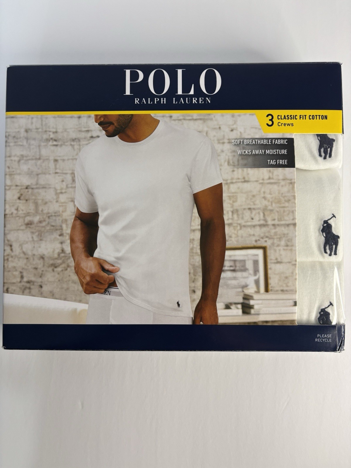 Polo Ralph Lauren NCCNP3 Classic Fit 100% Cotton Crew T-Shirt-M- 3 Pack 1F gallery