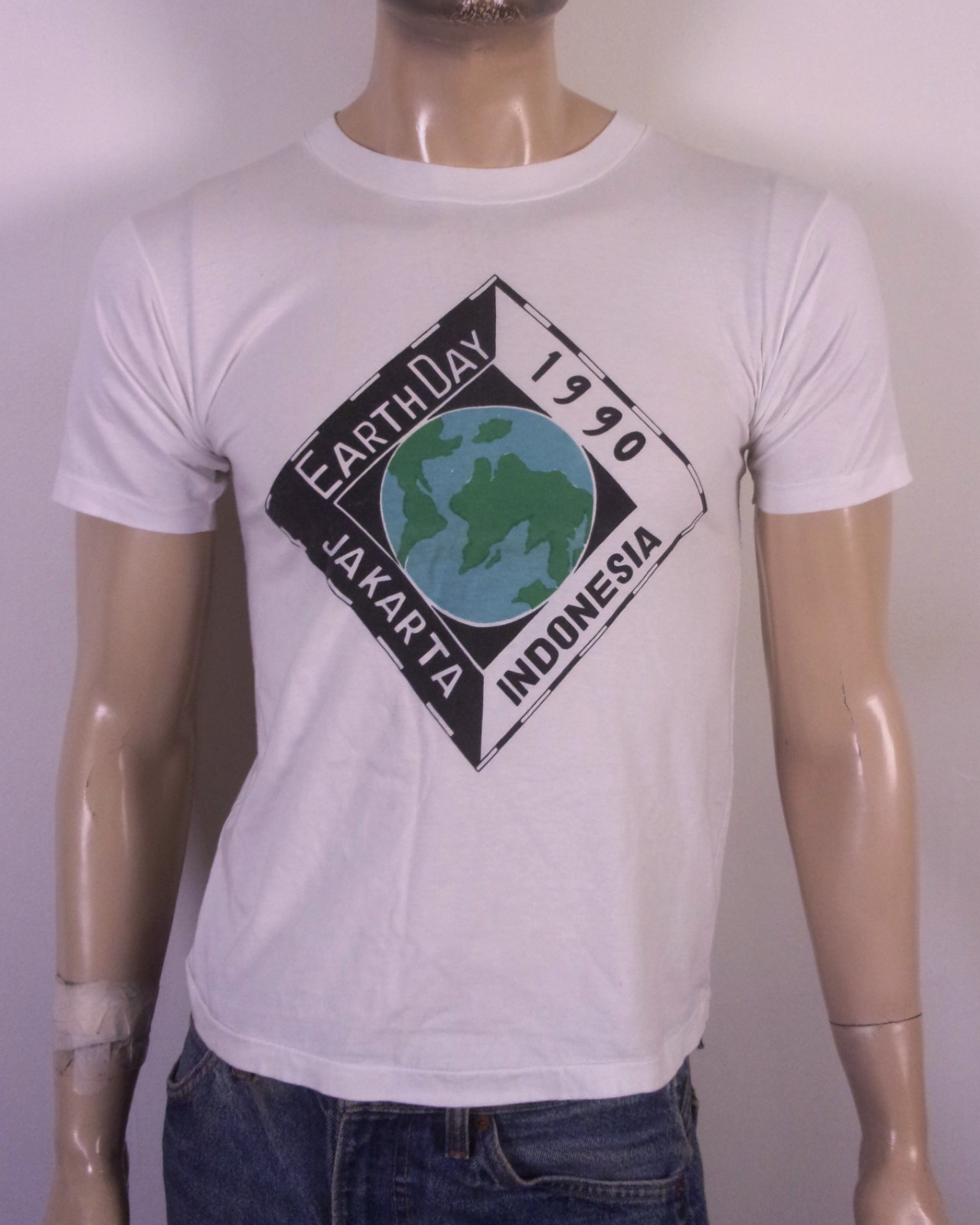 vintage 80s 90s Earth Day 1990 T-Shirt Jakarta Indonesia single stitch Art SZ S gallery