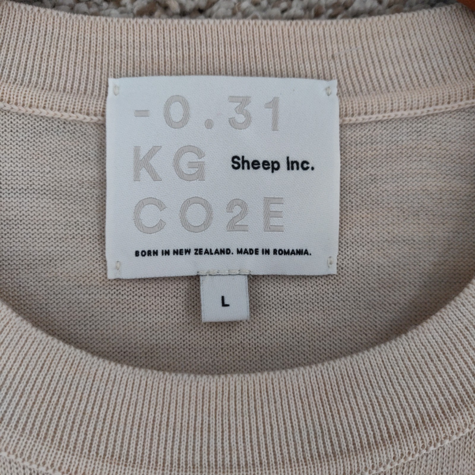 Sheep Inc Ultra-Fine Merino Wool Knit T-Shirt Mens Large Beige Short Sleeve gallery
