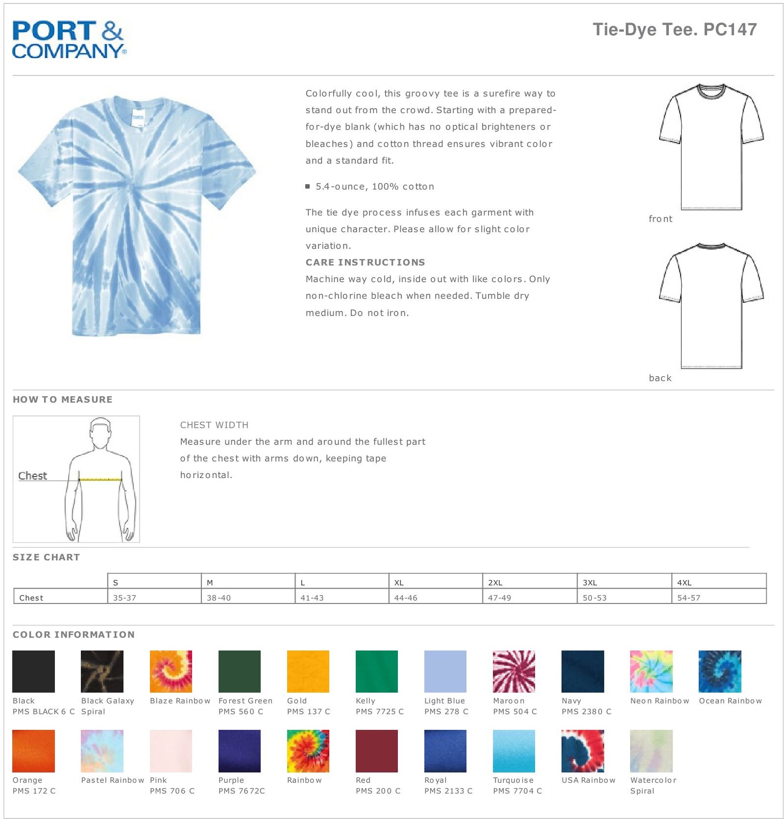 Port & Company Men's Multi Color Short Sleeve Standard Fit Tie-Dye T-Shirt PC147 gallery