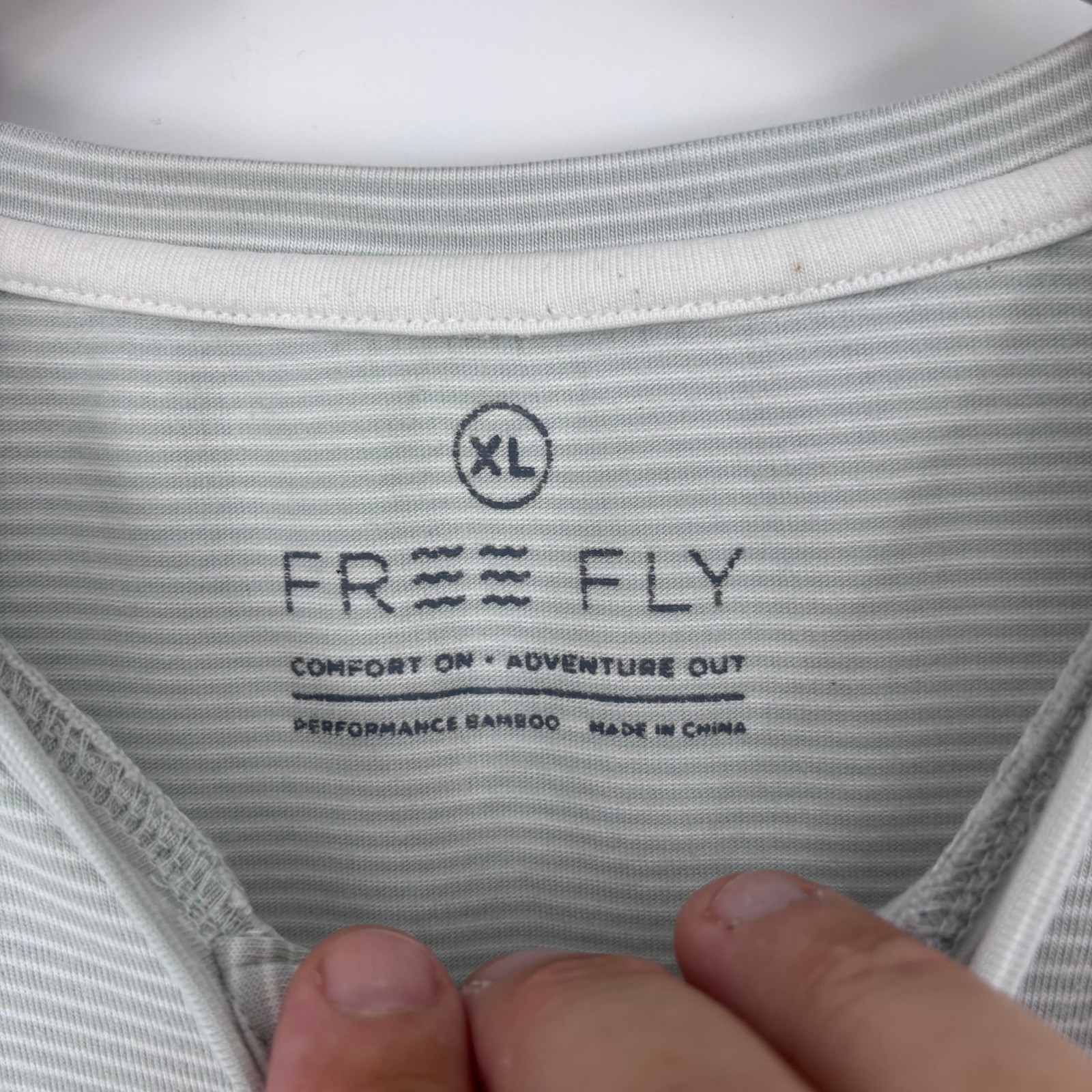 Free Fly Henley Shirt Mens XL Gray Striped Bamboo Performance Short Sleeve gallery