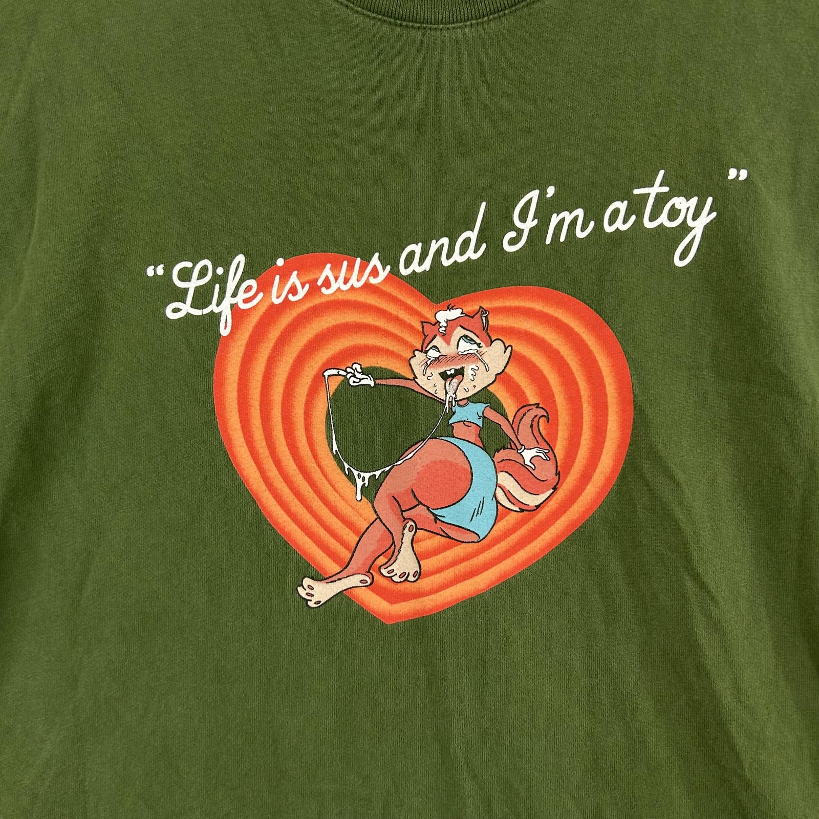 Richardson Shirt Men Large Candy Chipmunk Cartoon Graphic Tee Green Streetwear gallery