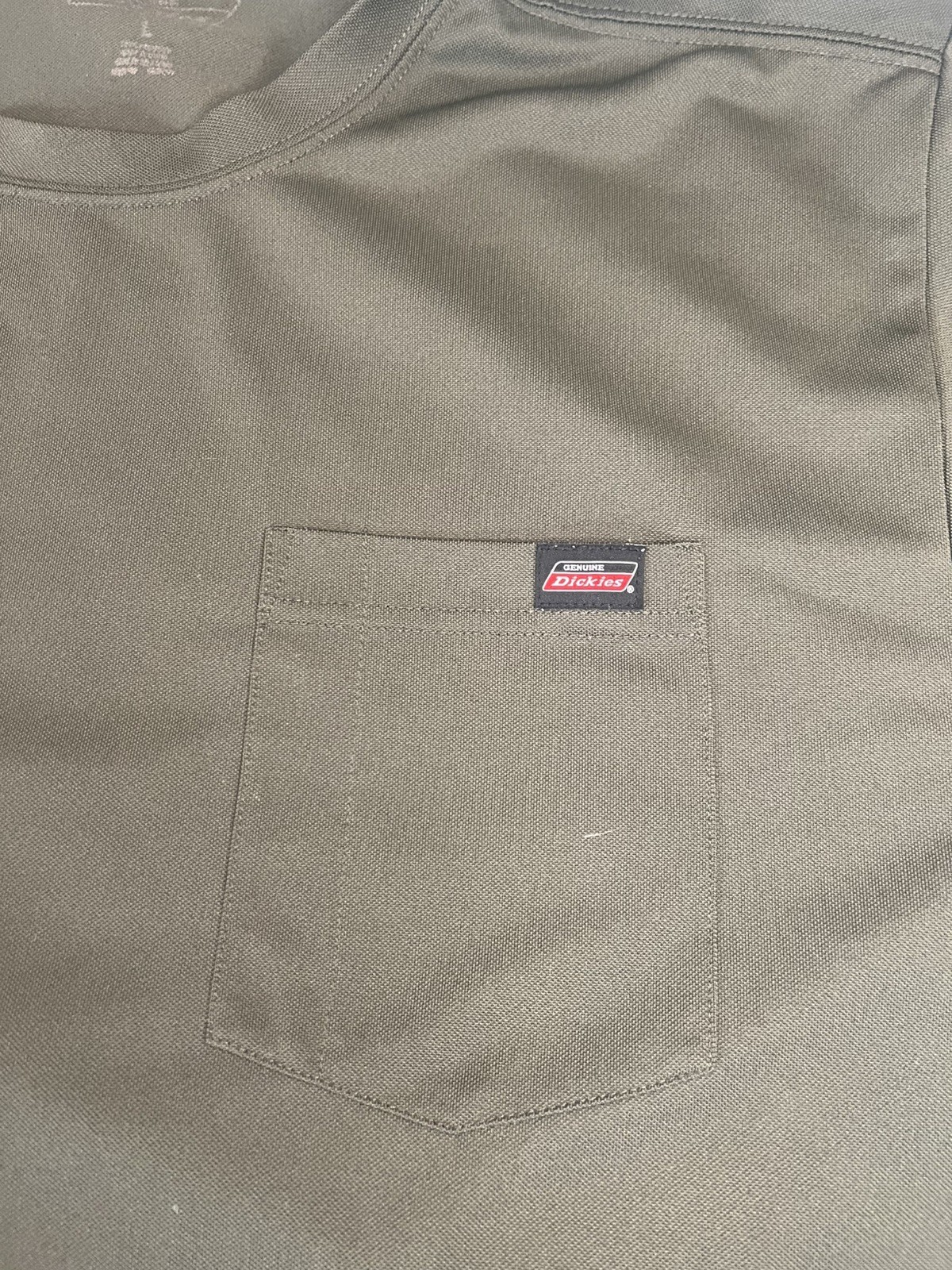 Dickies Shirt Men’s Large Olive Green Pocket Short Sleeve Tee Polyester gallery