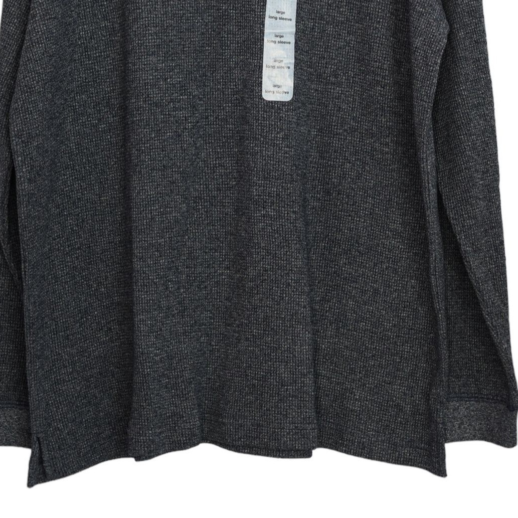 High Stretch Mens Long Sleeve Henley Shirt Size XL Gray Ribbed gallery
