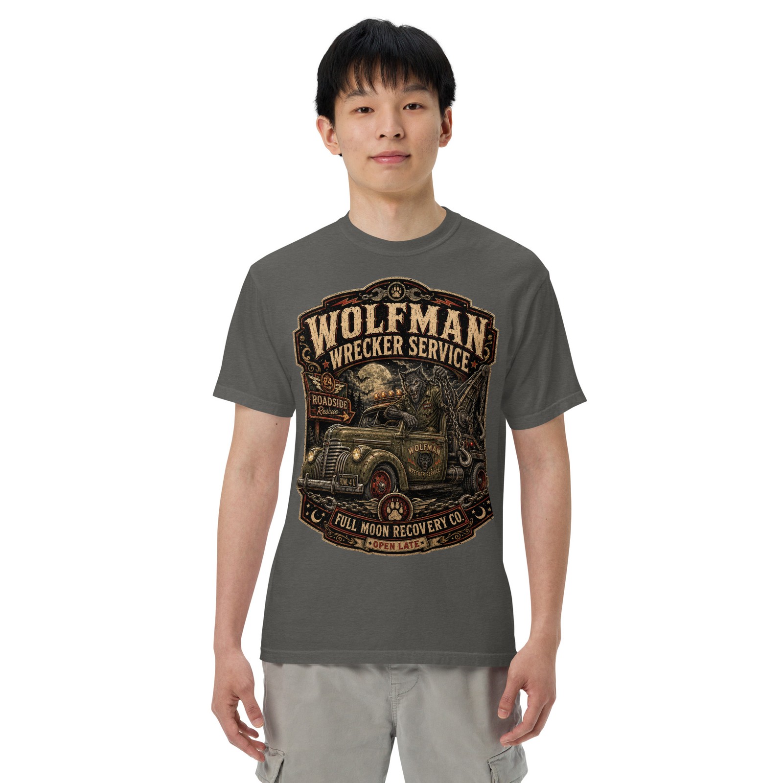 Wolfman Tow Truck Comfort T-Shirt Werewolf Wrecker Tee S-4XL gallery
