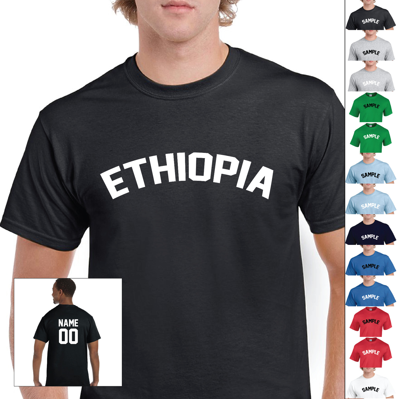Country of Ethiopia Jersey Sports Letter Personalized Name Number Cotton T-Shirt