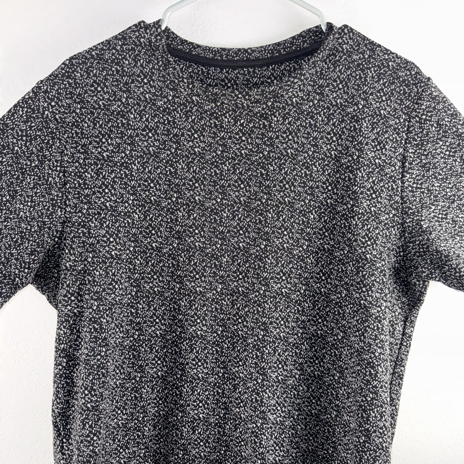 Mens Black White Abstract Speckled Print T Shirt L Short Sleeve Casual Daily gallery