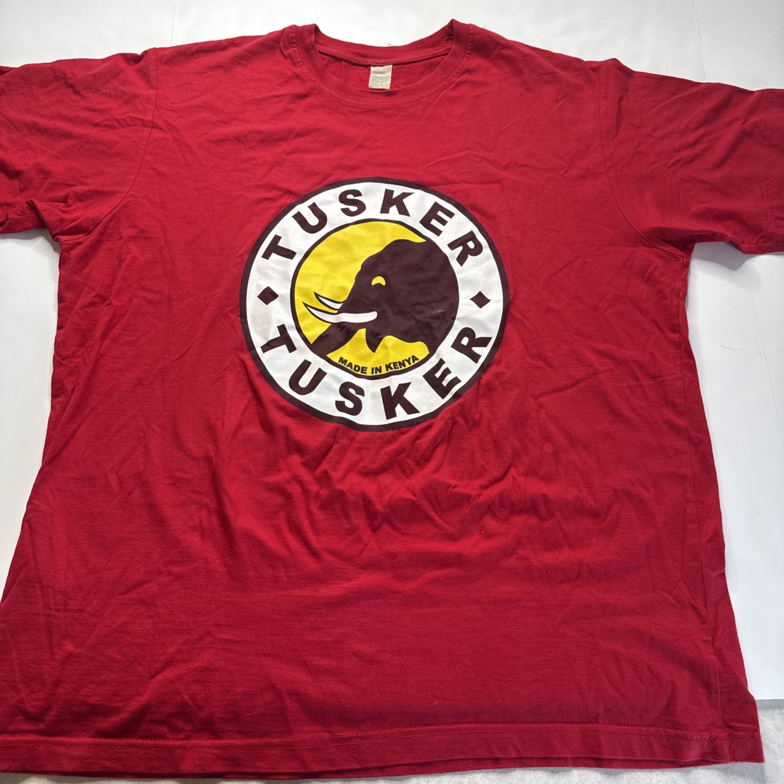 Tusker Shirt Beer shirt East African Breweries Made In Kenya Men Sz XL Elephant gallery