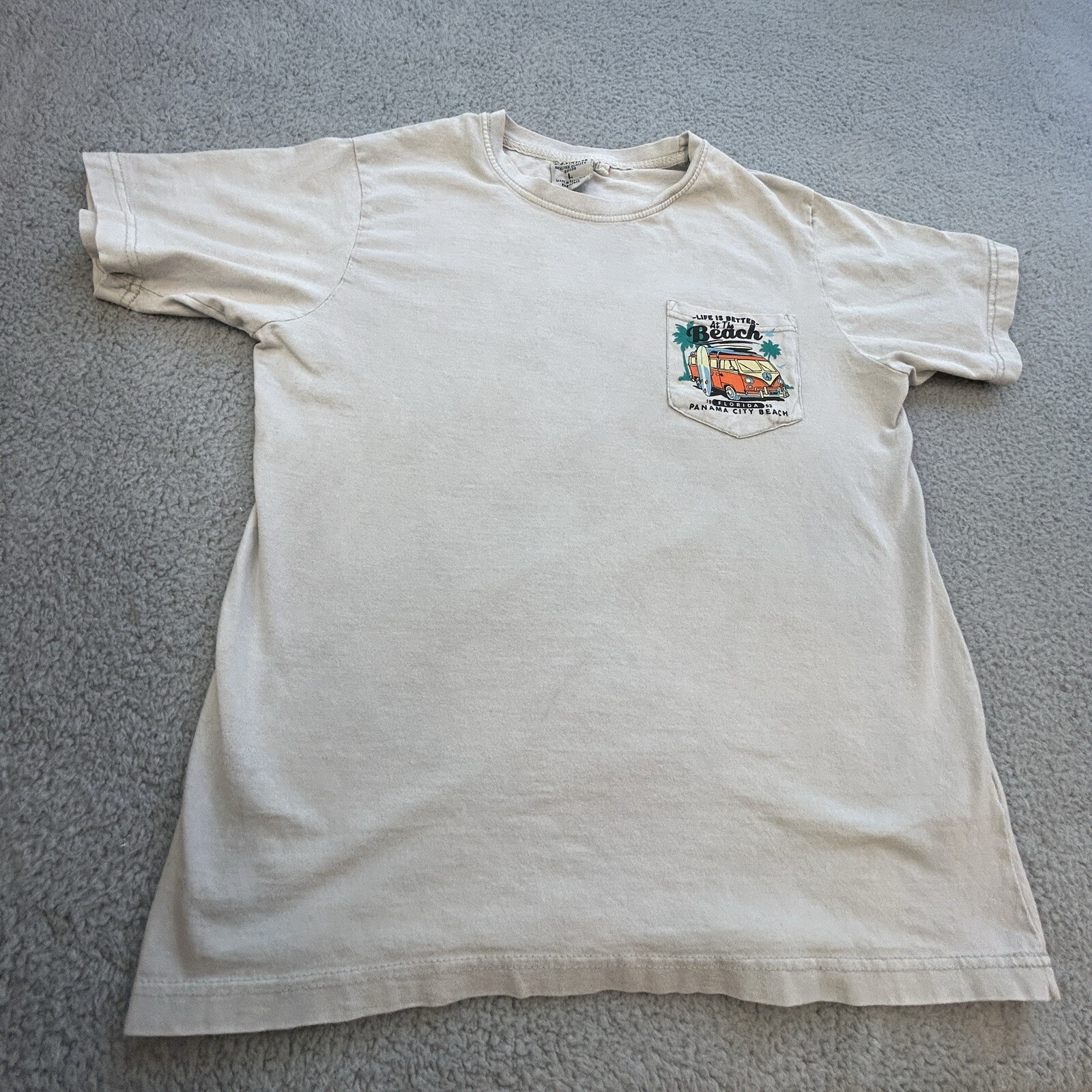 U.S VINTAGE T -Shirt Men Large Multicolor Panama City Beach Florida 1953 Surf gallery