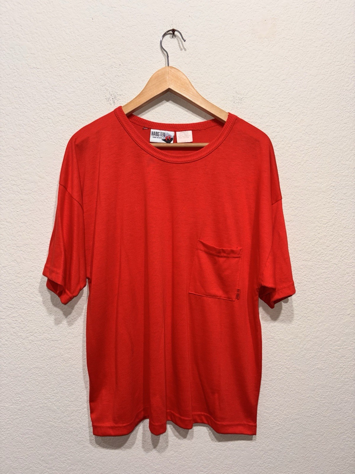 Vintage 80s Hang Ten T Shirt Red Pocket Made In USA Large gallery