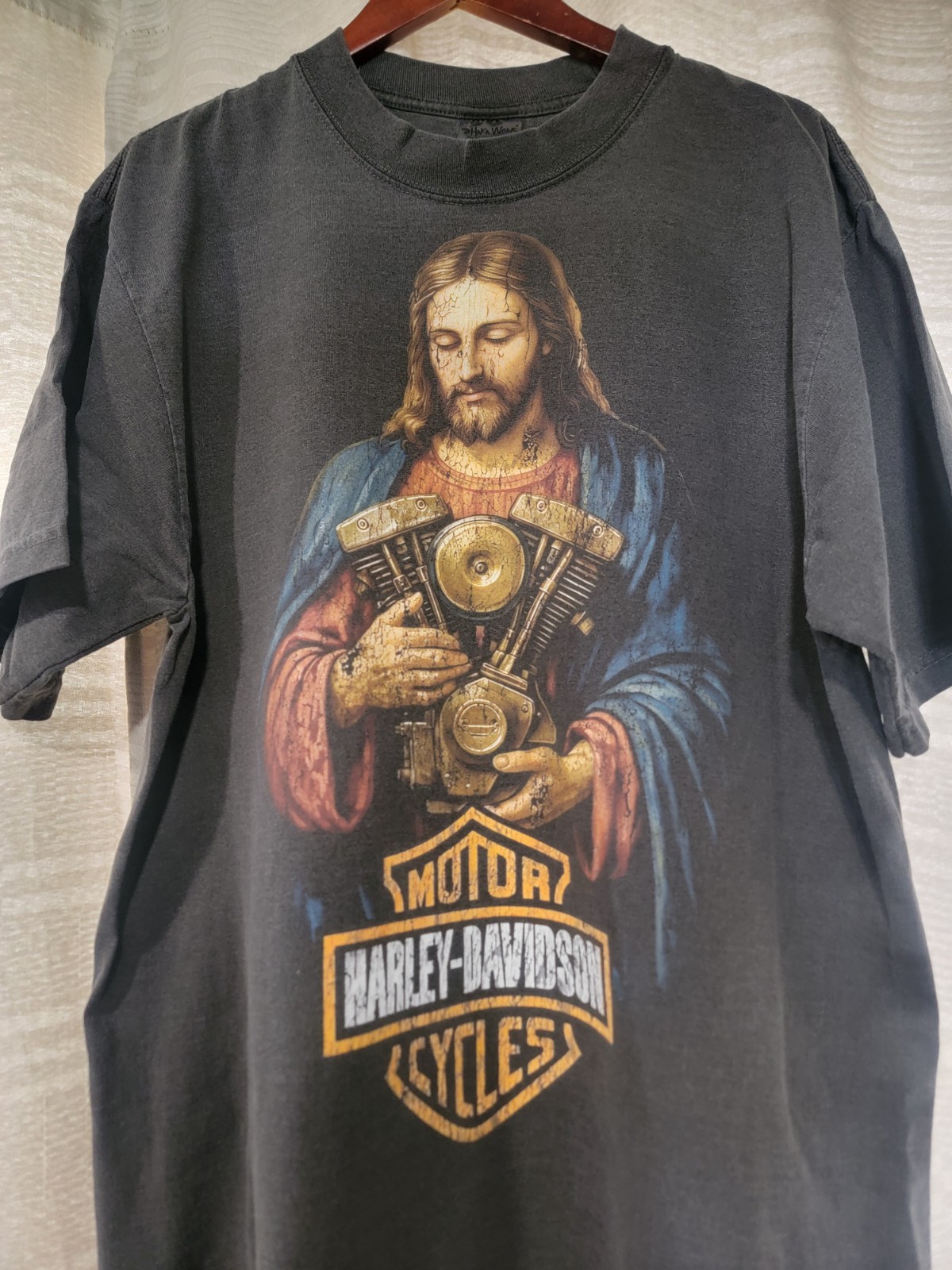 HARLEY DAVIDSON GOD BLESS YOU ON A SHAKA HEAVYWEIGHT GARMET SHIRT "MODERN" gallery
