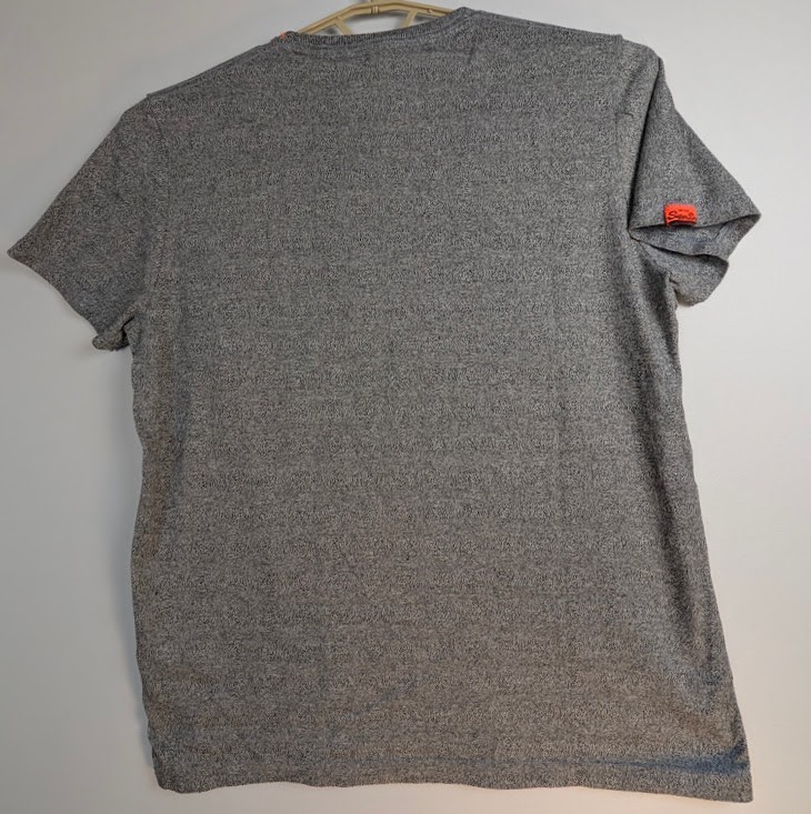 Superdry T-Shirt Men 3X (FITS L) Gray Black Orange Flock Print Tokyo Team Spirit gallery