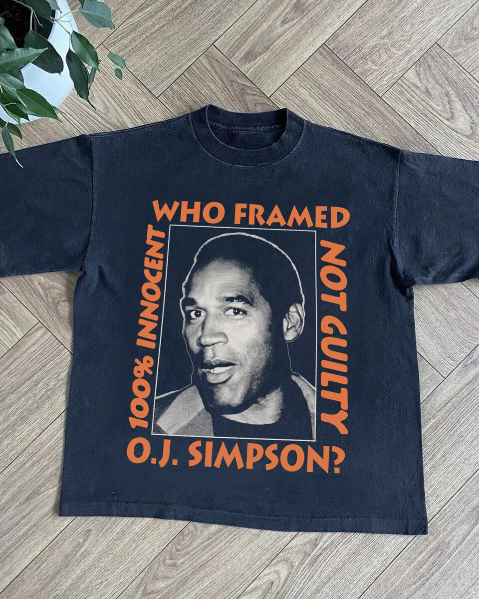 Who Framed OJ Simpson T Shirt Vintage Graphic Grunge Y2K Goth Emo Tapout 1995 gallery