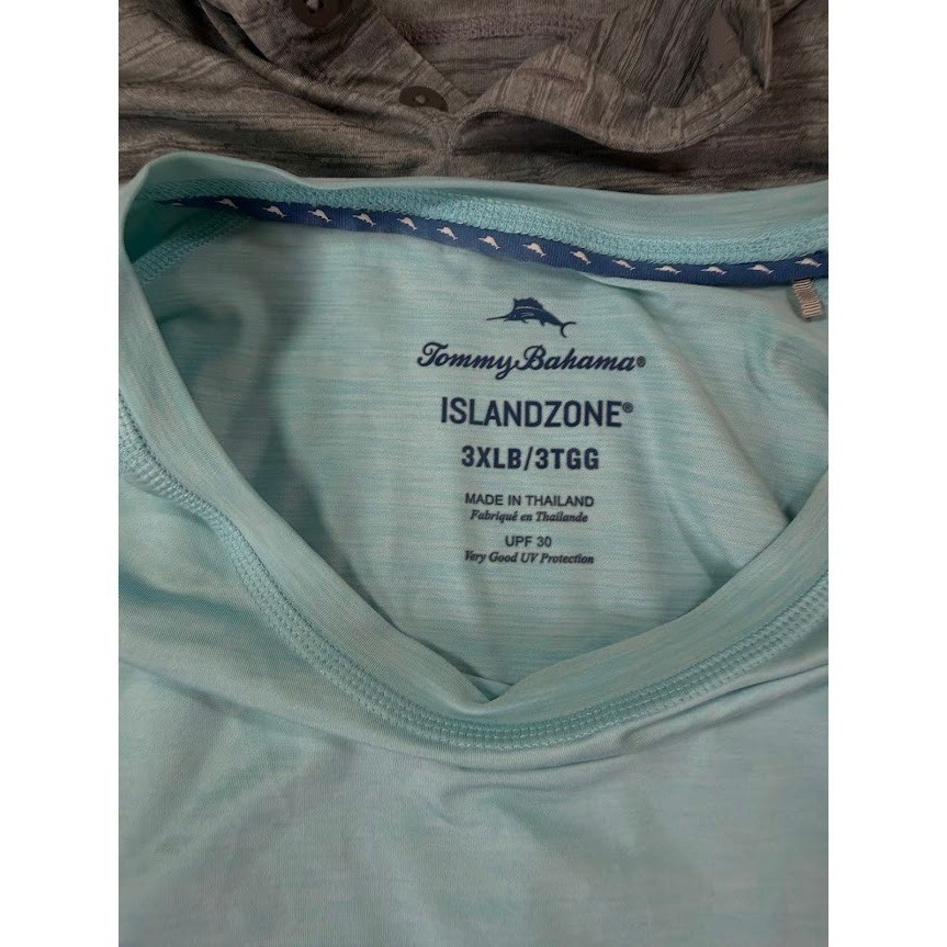 Tommy Bahama IslandZone Shirts Mens 3XLB Lot 2 Blue Crew Grey Polo Henley UPF 30 gallery