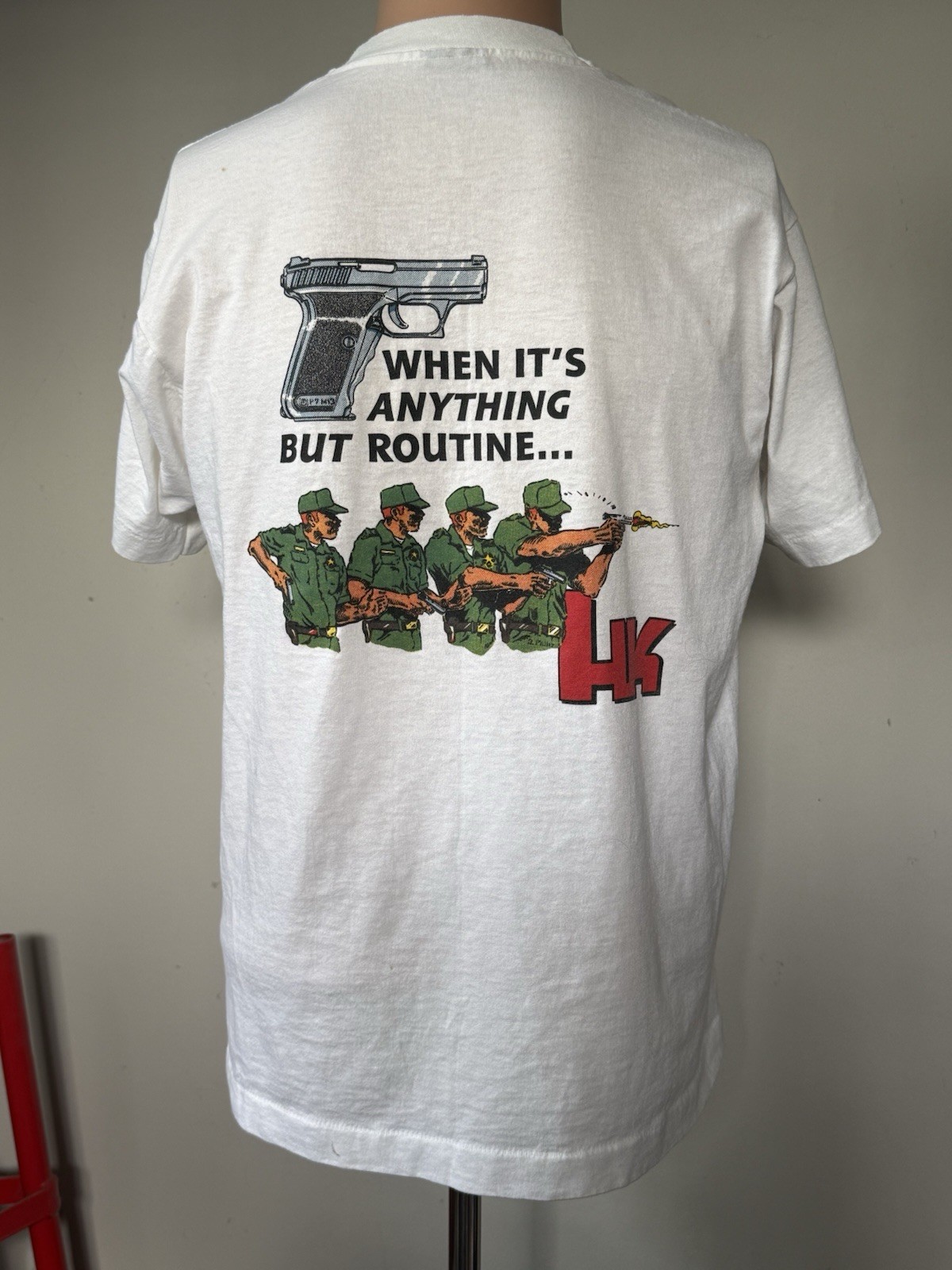 Vintage HK Heckler & Koch Anything But Routine Pistol T-Shirt L 90s Military Gun gallery