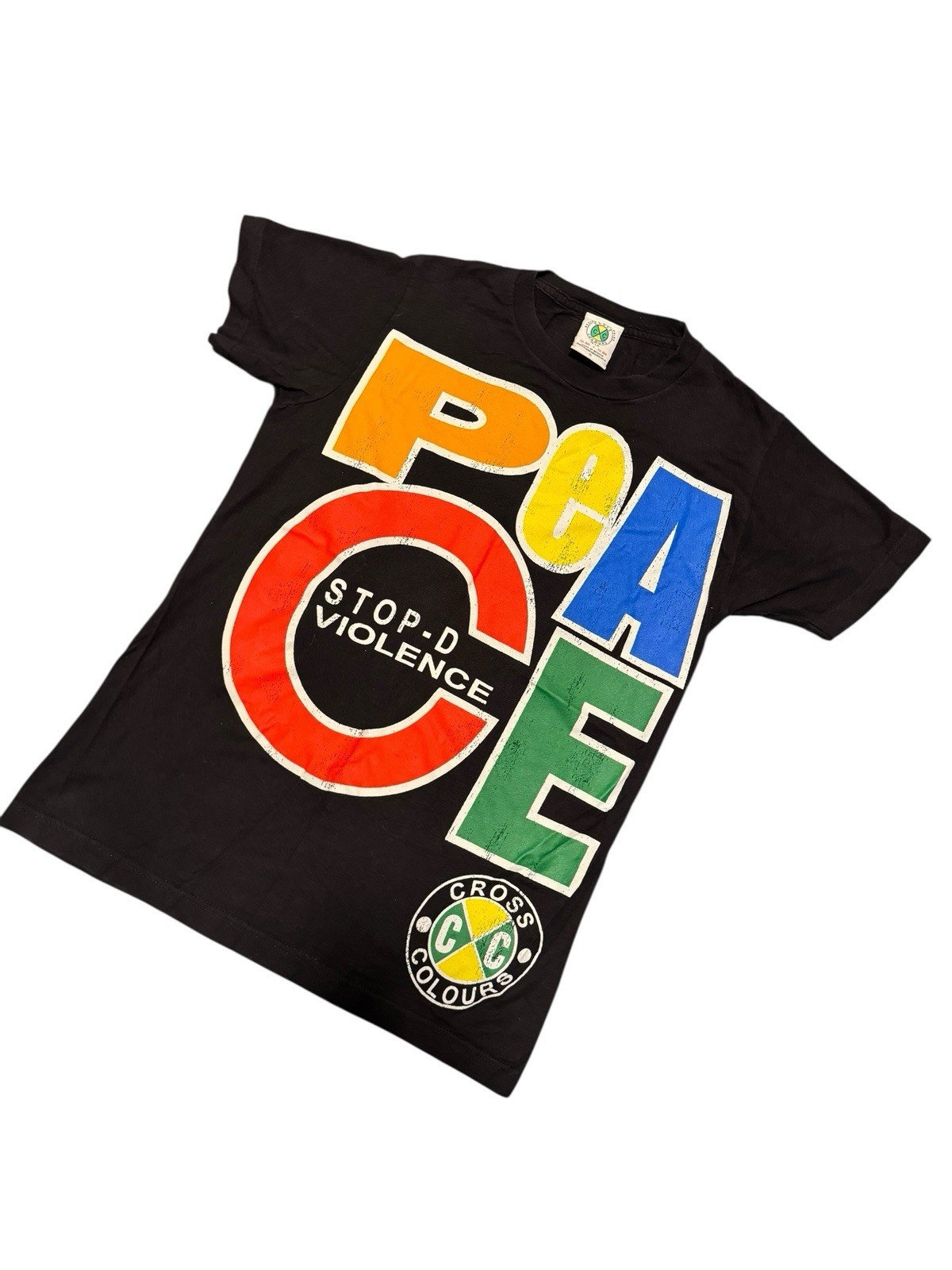 Vintage Cross Colours PEACE Stop-D the Violence Hip Hop Nation Men's SML Rap Tee gallery