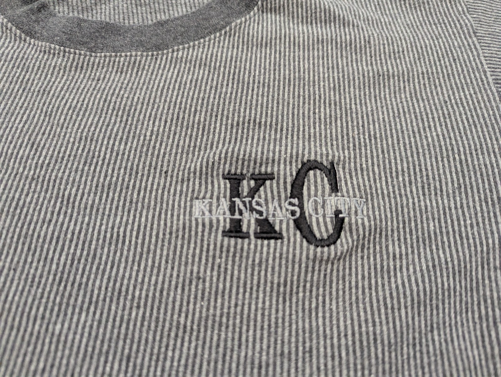Vintage Kansas CIty T Shirt Mens Large Belton Designer Knits Gray gallery