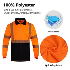 3 Pack Hi Vis Safety Reflective Long Sleeve Polo Shirts for Men ANSI Class 3 …